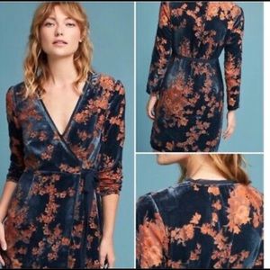Anthropologie Eri & Ali Enya Velvet Wrap Dress